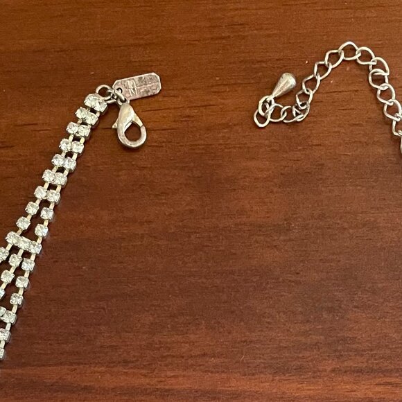 Sparkling Statement Bib Necklace  with AB Rhinestones – Silver Tone - Picture 2 of 4